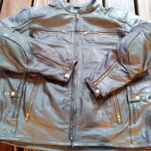 M-BOSS Black Premium Leather Conceal Carry Armored Motorcycle Jacket Lined XL